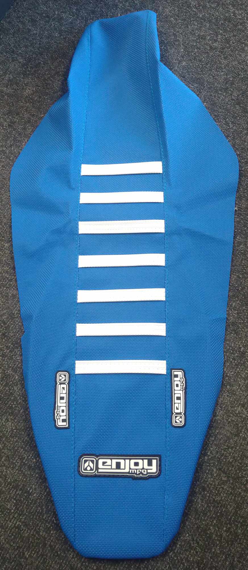 Enjoy Manufacturing Husqvarna Seat Cover TC FC 2023 - 2024 TE FE 24 Ribbed, Light Blue / White