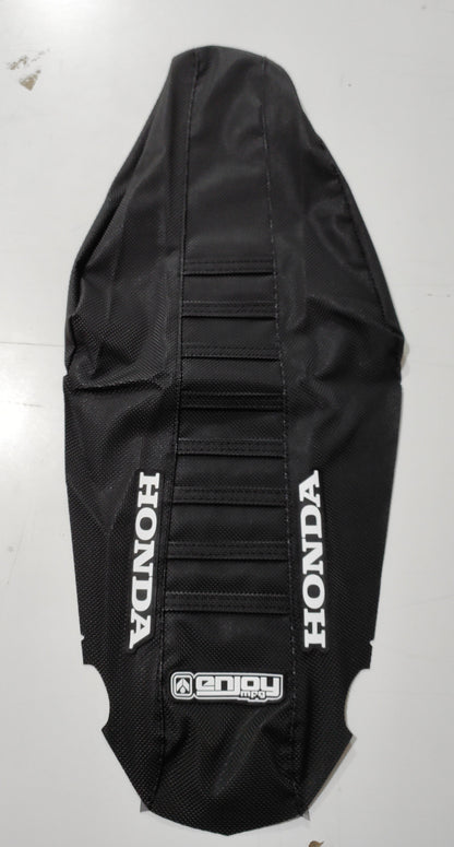 Enjoy Manufacturing Honda Seat Cover CRF 250 R 2022 - 2024 CRF 450 R 2021 - 24 Ribbed Logo, All  Black