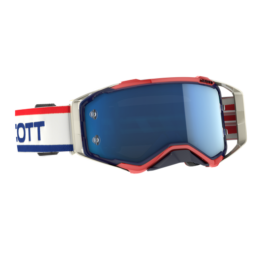 Scott Prospect Goggle, Retro White / Blue – Electric Blue Chrome Works Lens