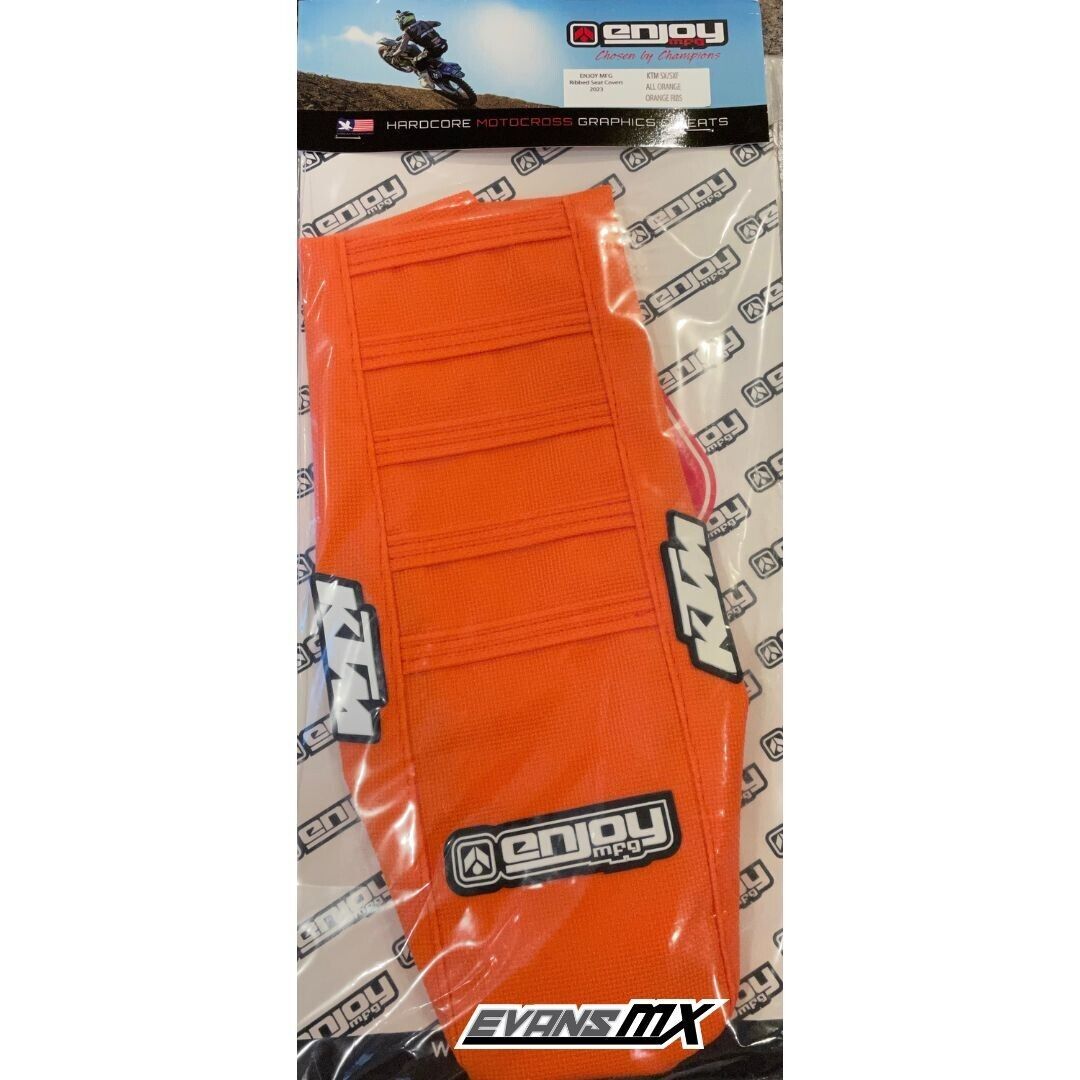 Enjoy Manufacturing KTM Seat Cover SX SXF 2011 - 2015 SX 250 11 - 2016 EXC EXCF 2012 - 16 Ribbed Logo, All Orange