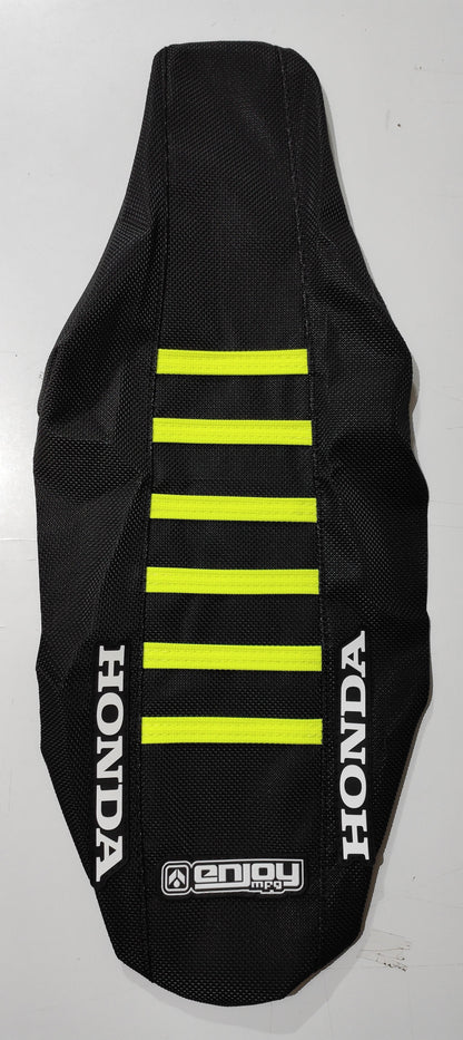 Enjoy Manufacturing Honda Seat Cover CRF 250 R 2018 - 2021 CRF 450 R 2017 - 2020 Ribbed Logo, Black / Neon