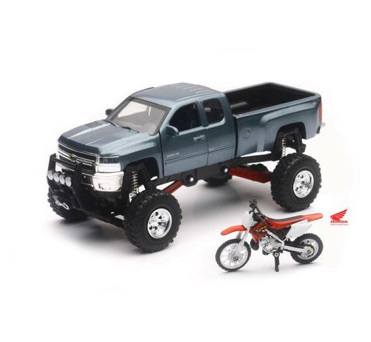 New Ray Toys 1:32 Chevrolet Silverado Pick Up & Honda Dirtbike